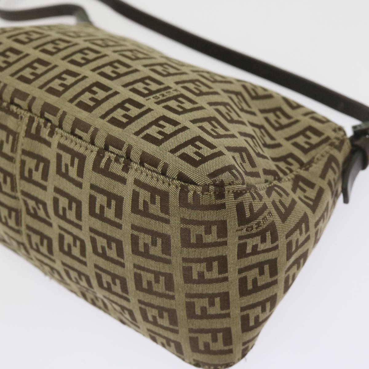 FENDI Zucchino Canvas Mamma Baguette Shoulder Bag Beige