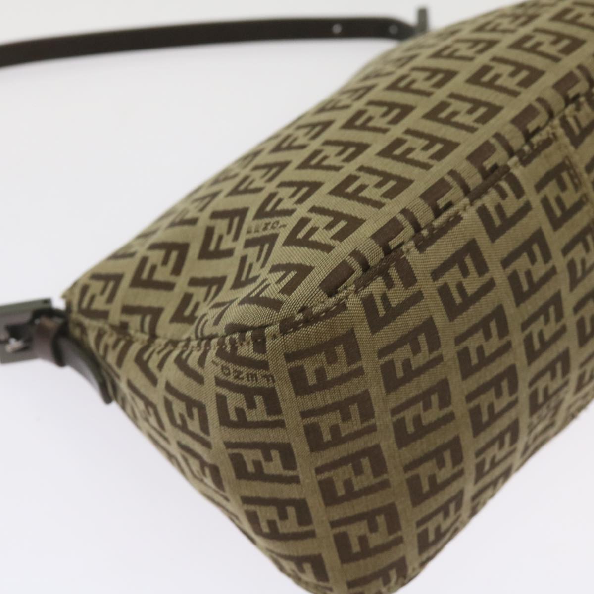 FENDI Zucchino Canvas Mamma Baguette Shoulder Bag Beige