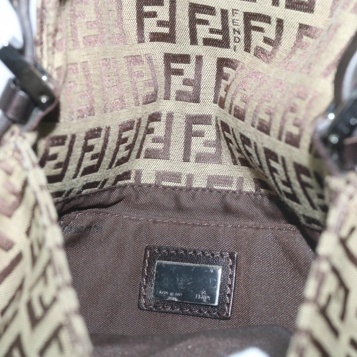 FENDI Zucchino Canvas Mamma Baguette Shoulder Bag Beige