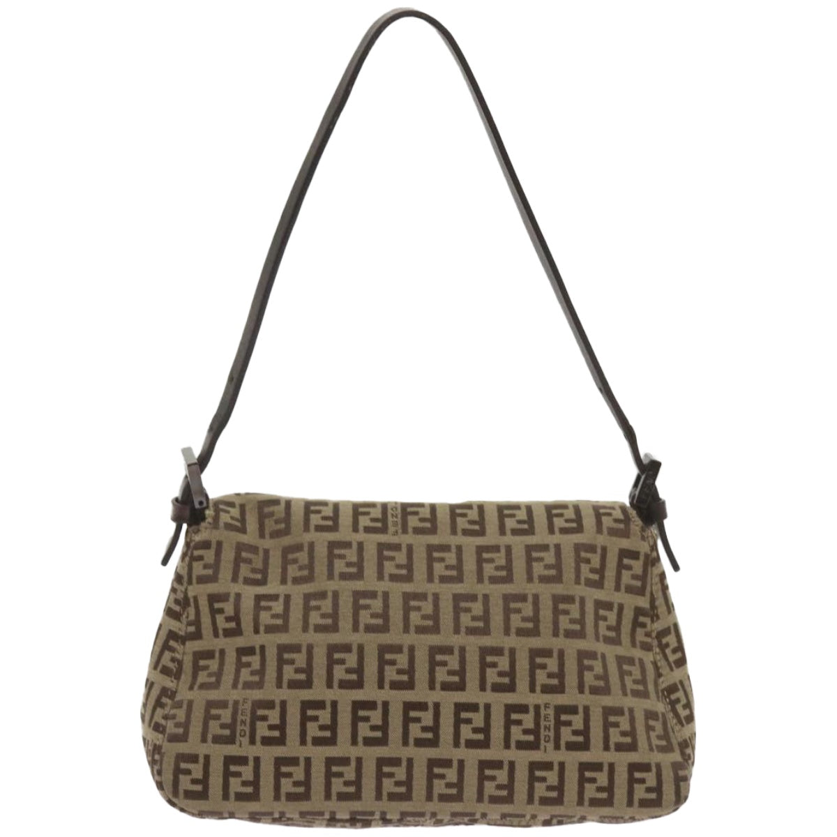 FENDI Zucchino Canvas Mamma Baguette Shoulder Bag Beige