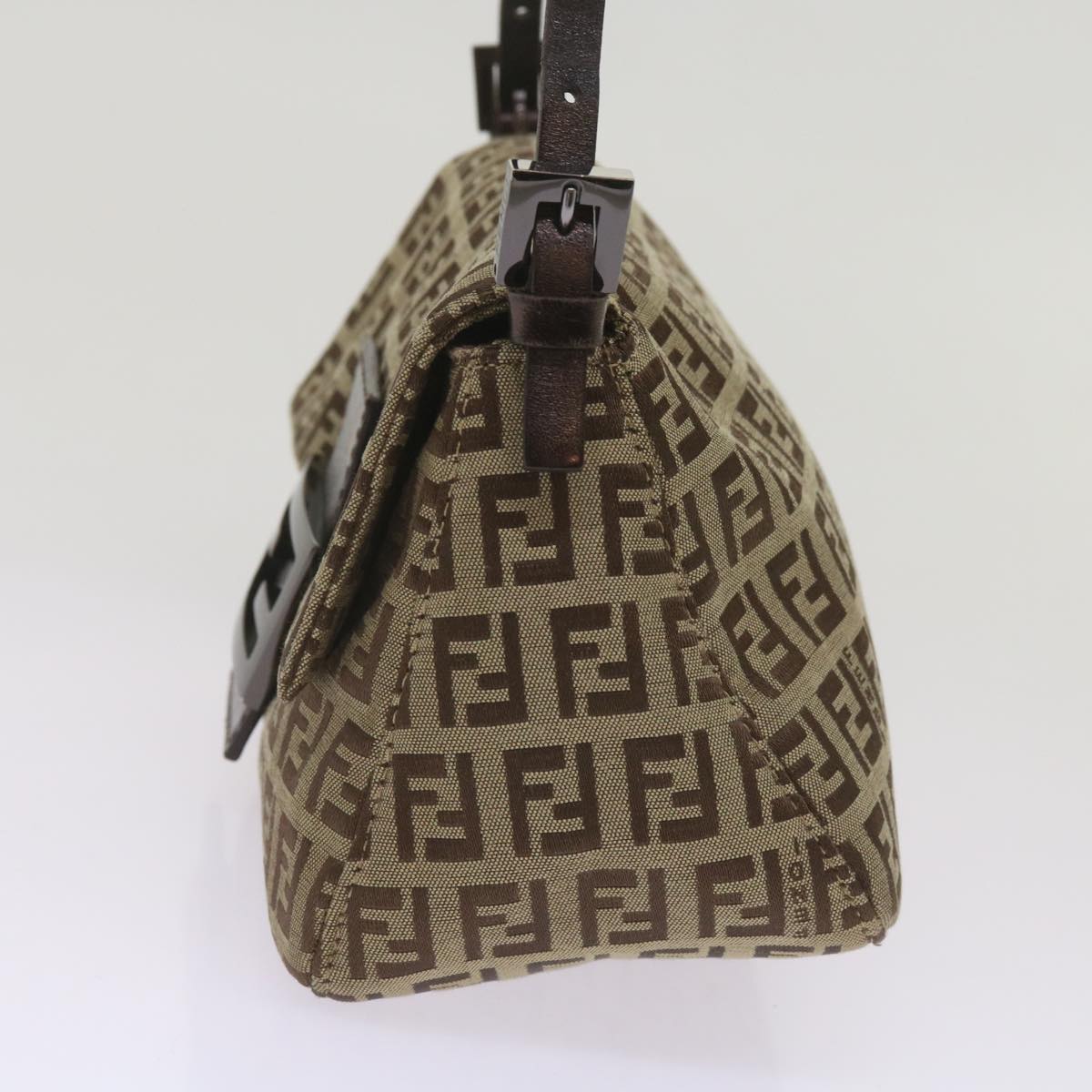 FENDI Zucchino Canvas Mamma Baguette Shoulder Bag Beige