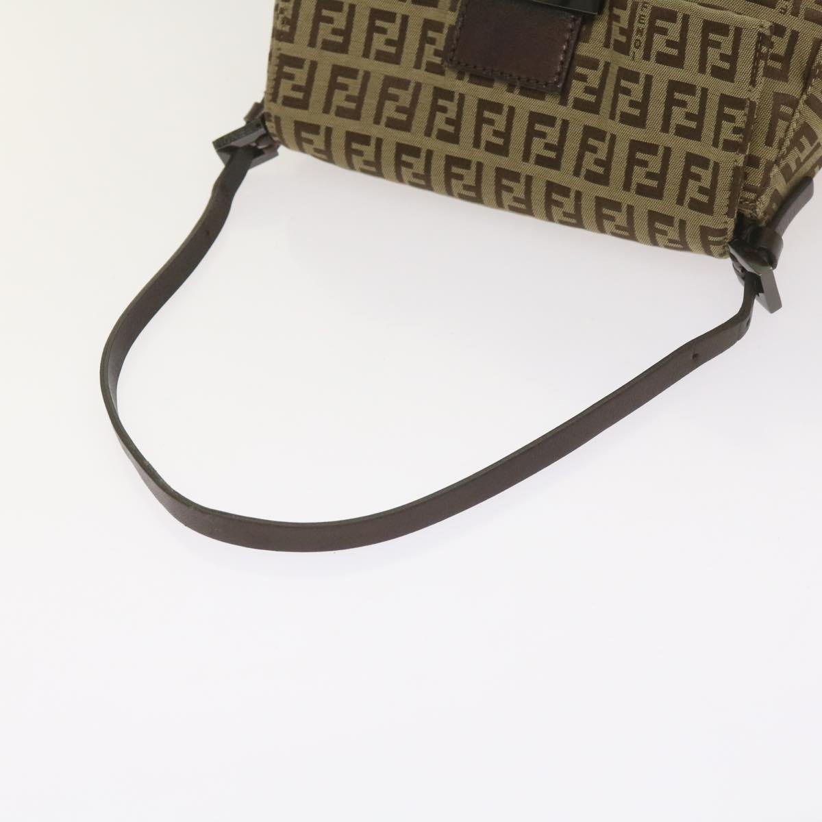 FENDI Zucchino Canvas Mamma Baguette Shoulder Bag Beige
