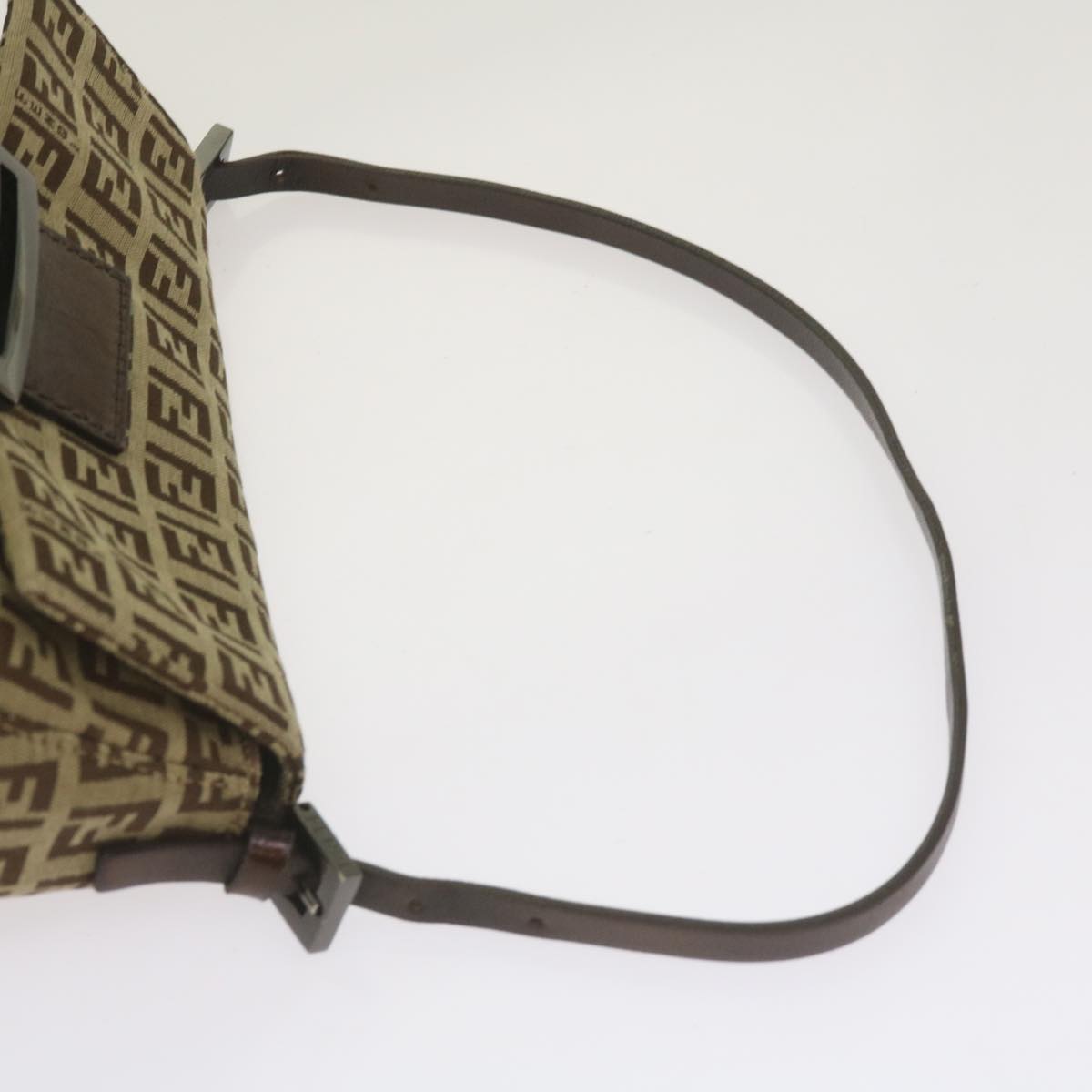 FENDI Zucchino Canvas Mamma Baguette Shoulder Bag Beige