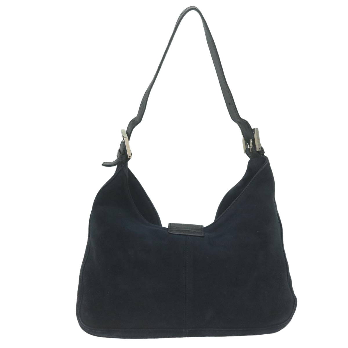FENDI Mamma Baguette Shoulder Bag Suede Navy 66049