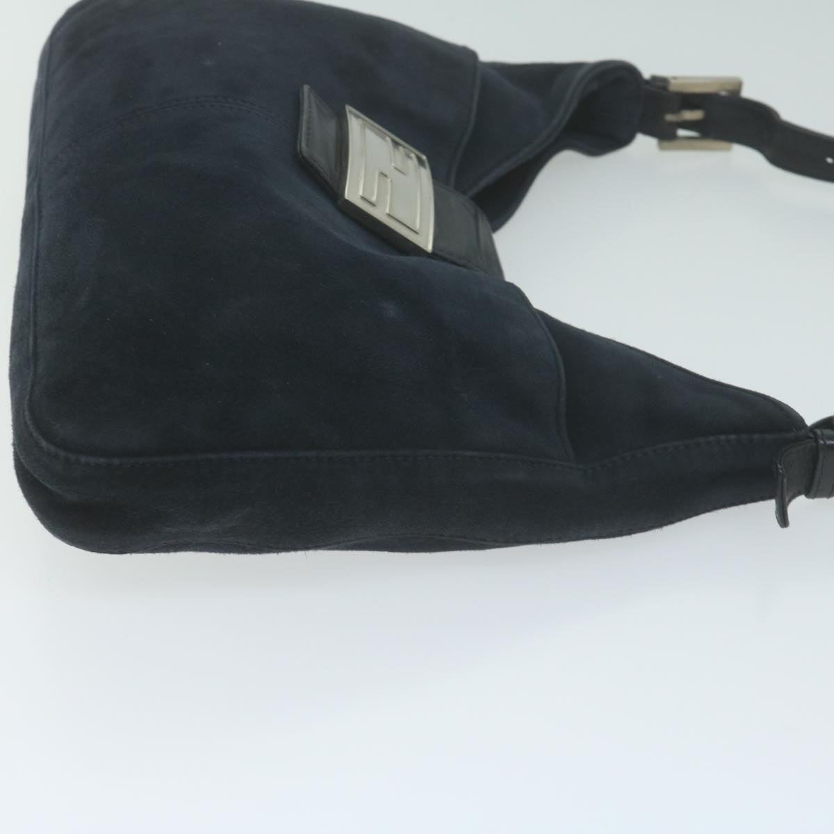 FENDI Mamma Baguette Shoulder Bag Suede Navy 66049