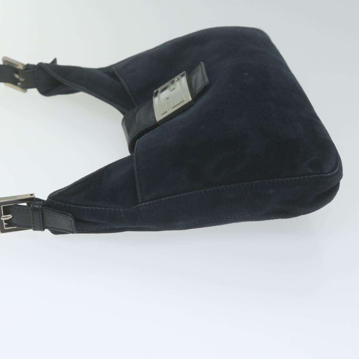 FENDI Mamma Baguette Shoulder Bag Suede Navy 66049