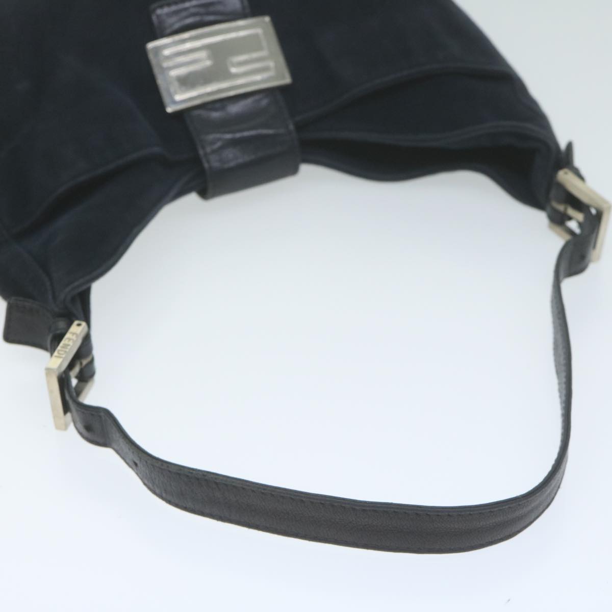 FENDI Mamma Baguette Shoulder Bag Suede Navy 66049