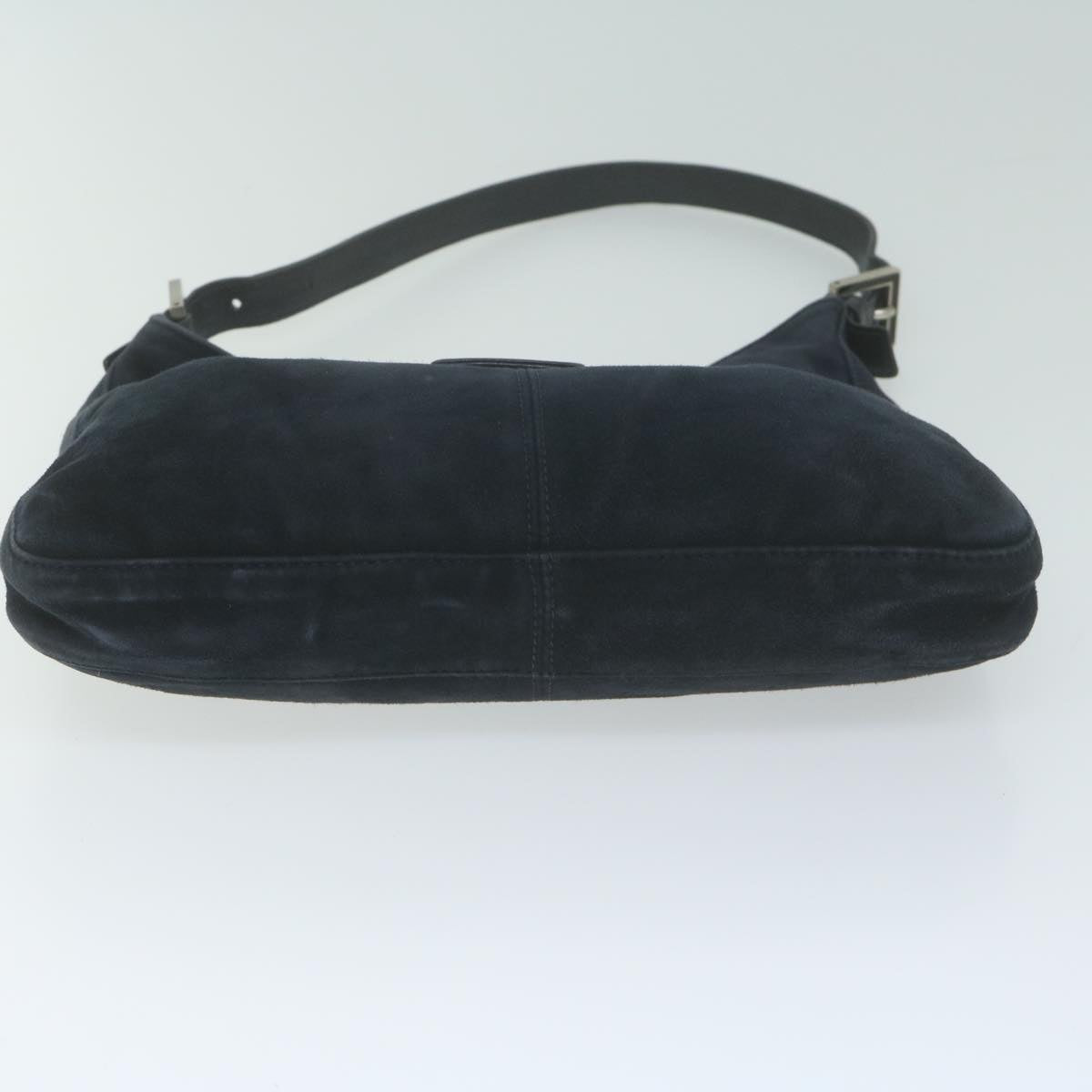 FENDI Mamma Baguette Shoulder Bag Suede Navy 66049
