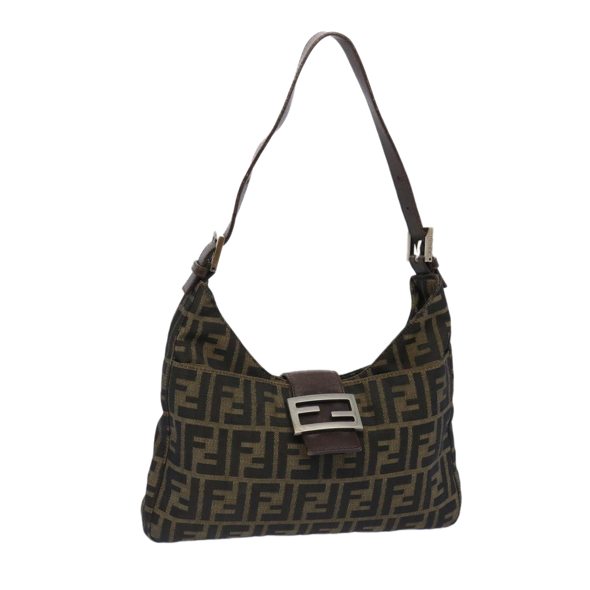 FENDI Zucca Canvas Mamma Baguette Shoulder Bag Brown 66062