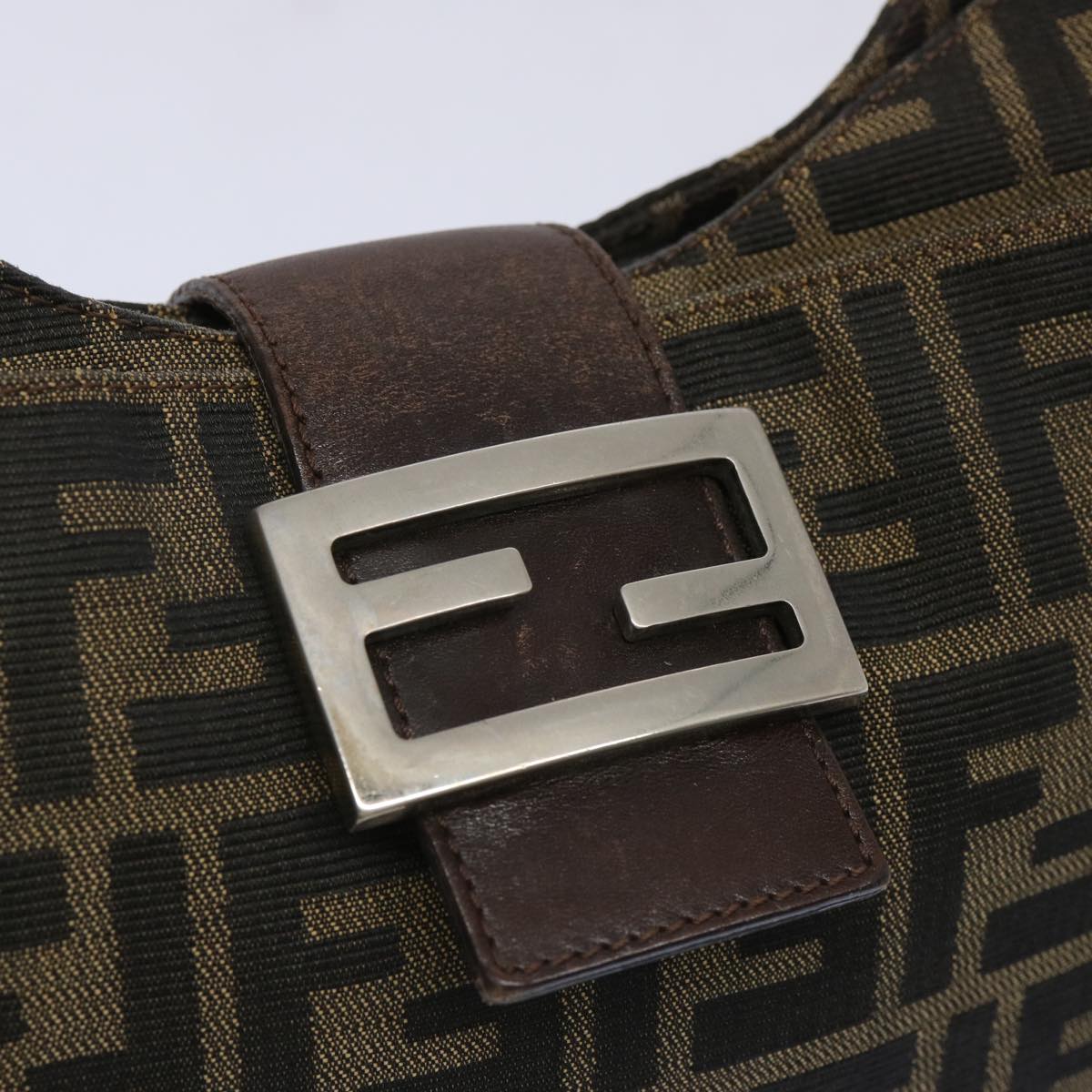 FENDI Zucca Canvas Mamma Baguette Shoulder Bag Brown 66062