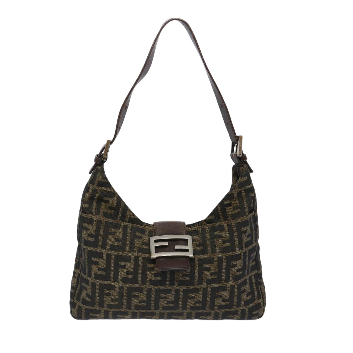 FENDI Zucca Canvas Mamma Baguette Shoulder Bag Brown 66062