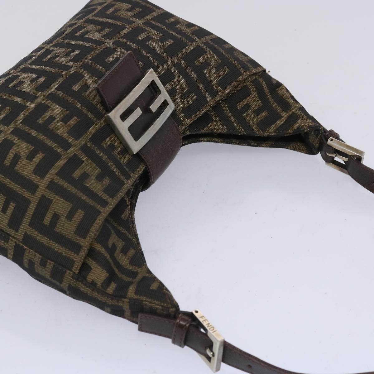 FENDI Zucca Canvas Mamma Baguette Shoulder Bag Brown 66062