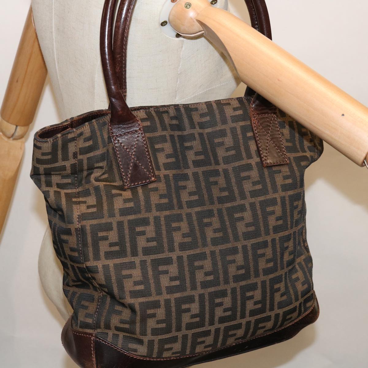 FENDI Zucca Canvas Tote Bag Brown 66069