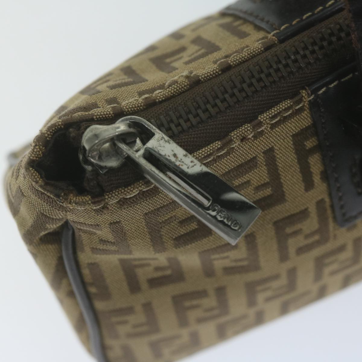 FENDI Zucchino Canvas Hand Bag Beige 66080