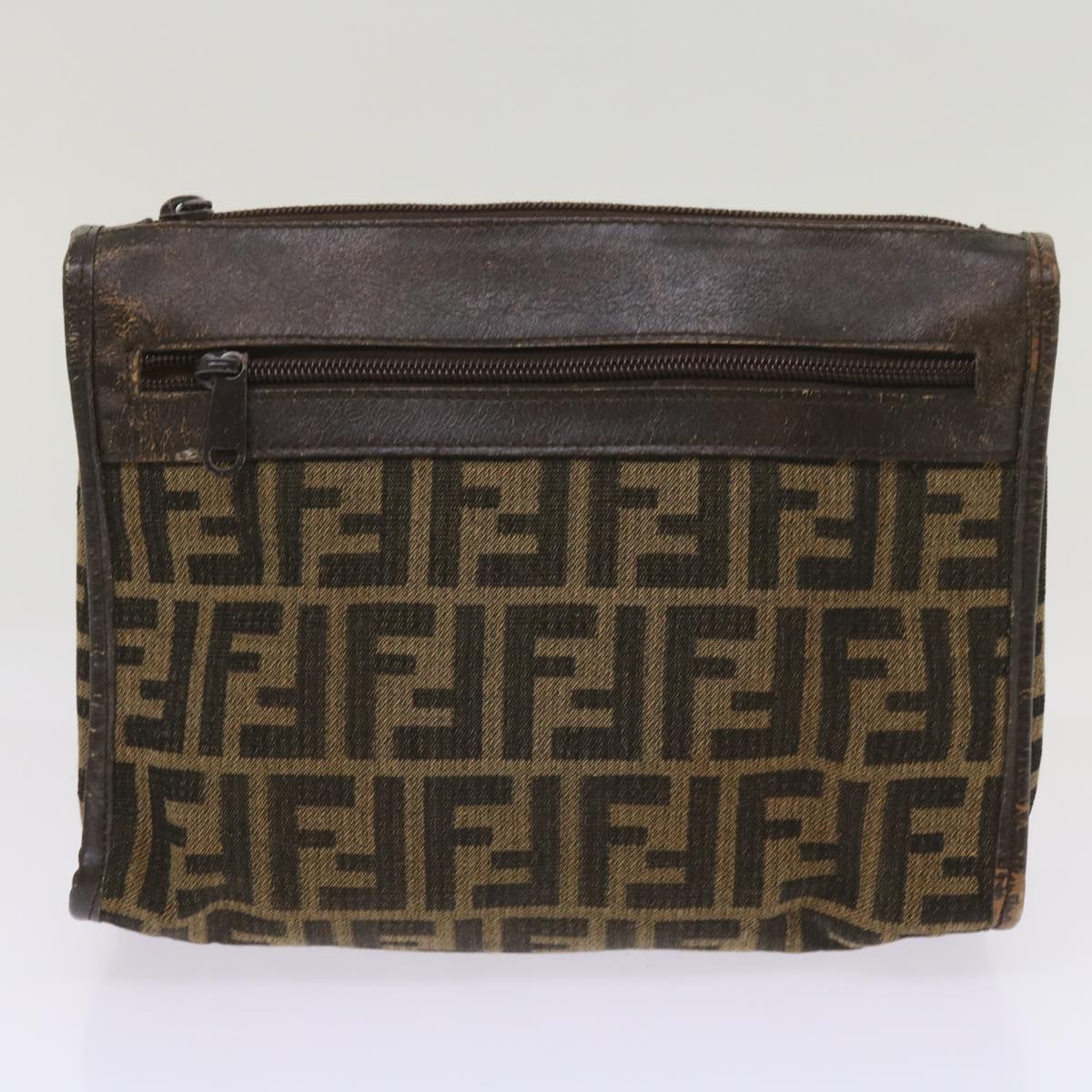 FENDI Zucca Canvas Clutch Bag 2Set Black Brown 66087