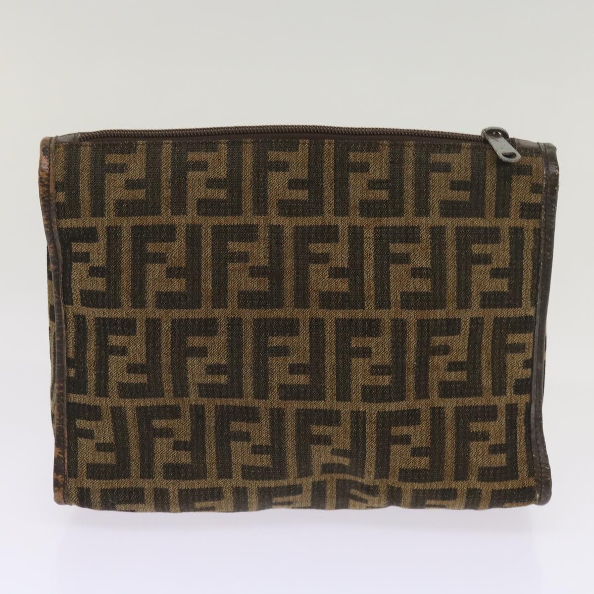 FENDI Zucca Canvas Clutch Bag 2Set Black Brown 66087
