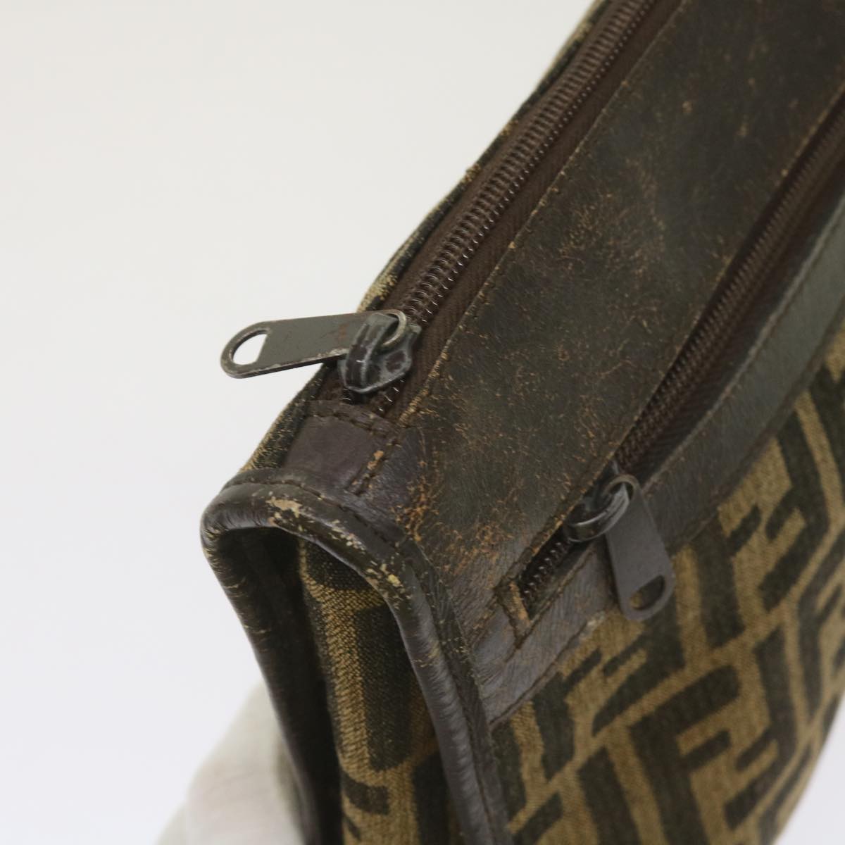 FENDI Zucca Canvas Clutch Bag 2Set Black Brown 66087