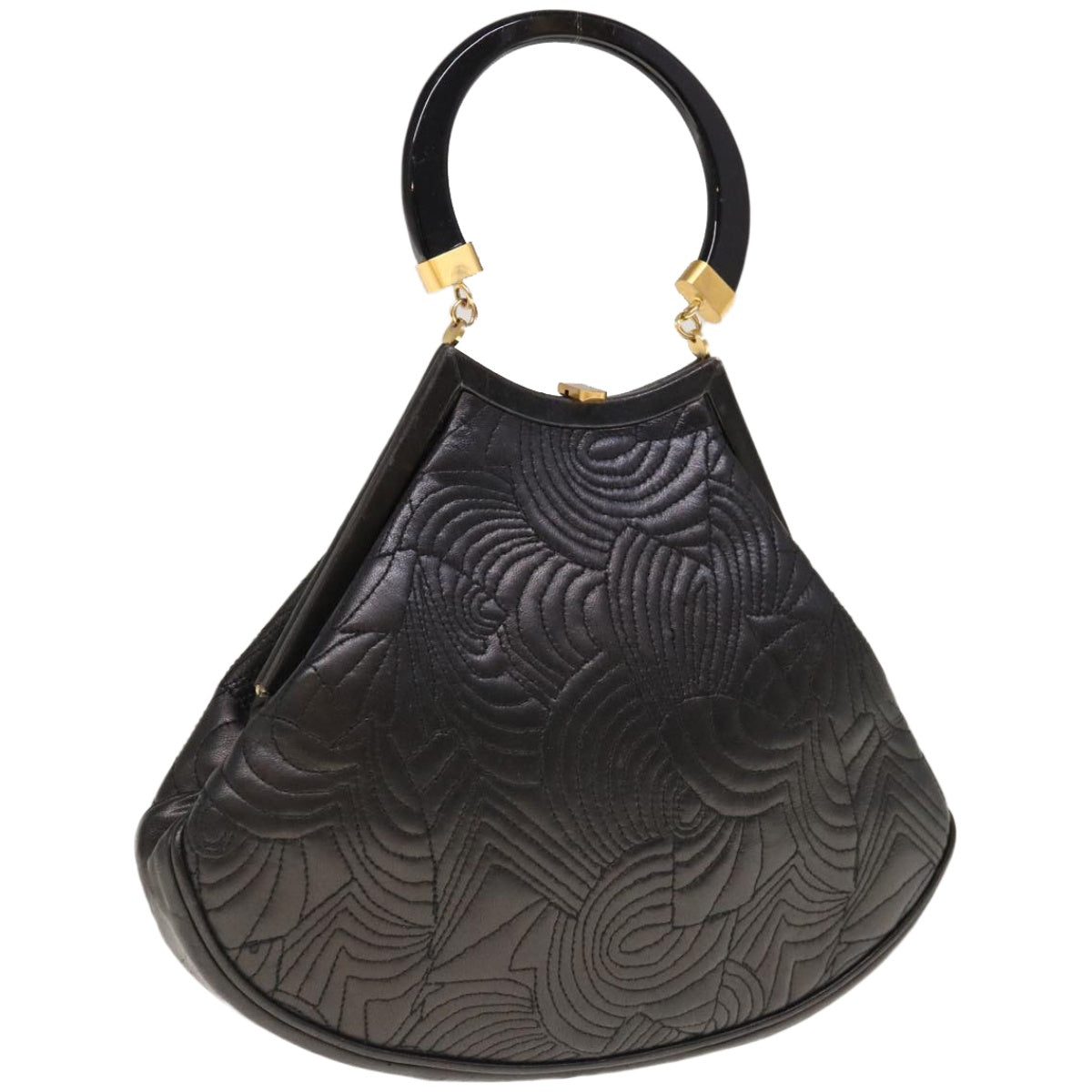 FENDI Hand Bag Leather Black 66172