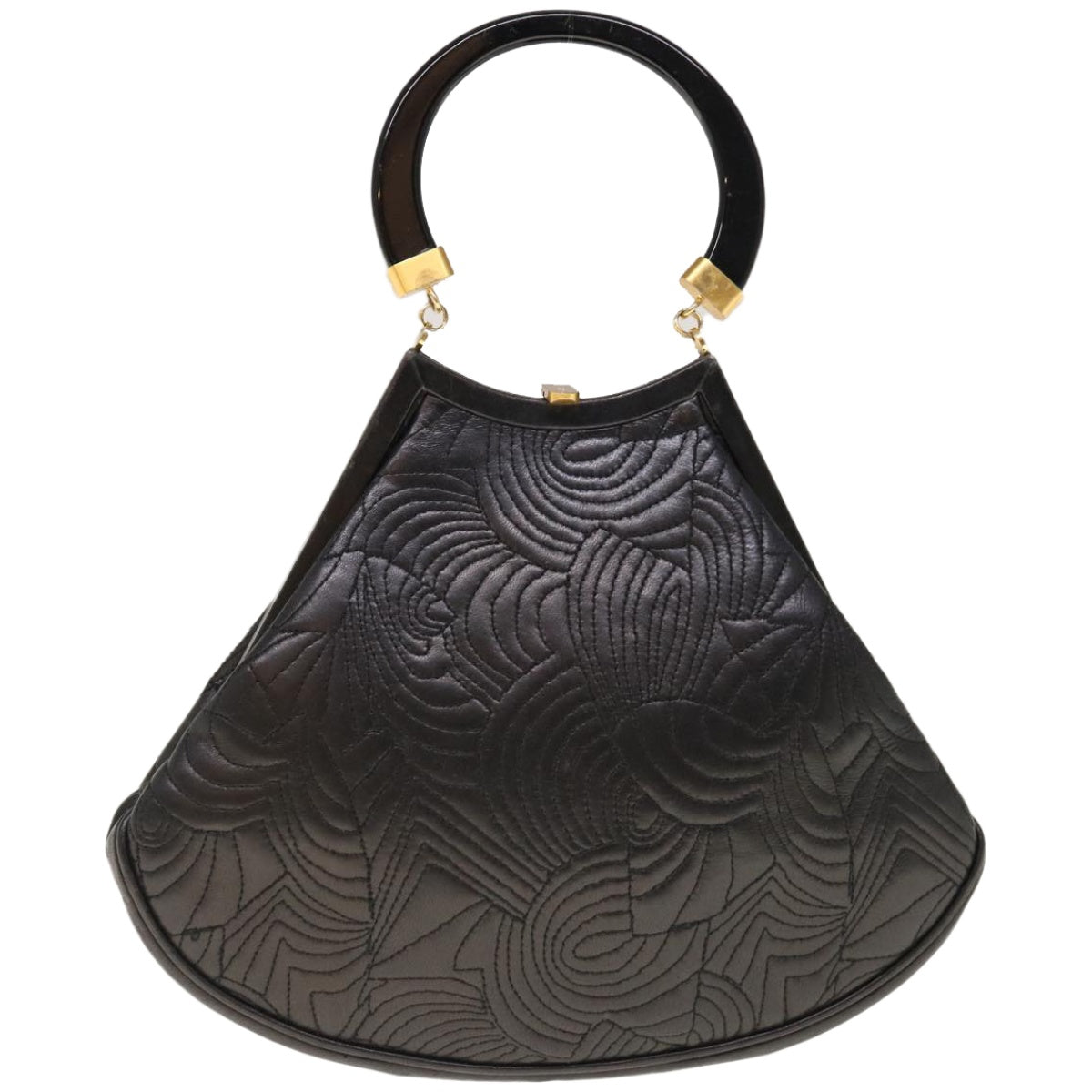 FENDI Hand Bag Leather Black 66172