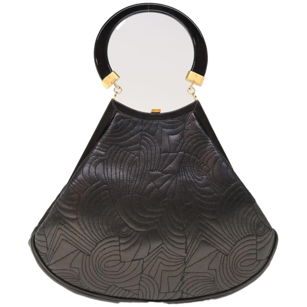FENDI Hand Bag Leather Black 66172