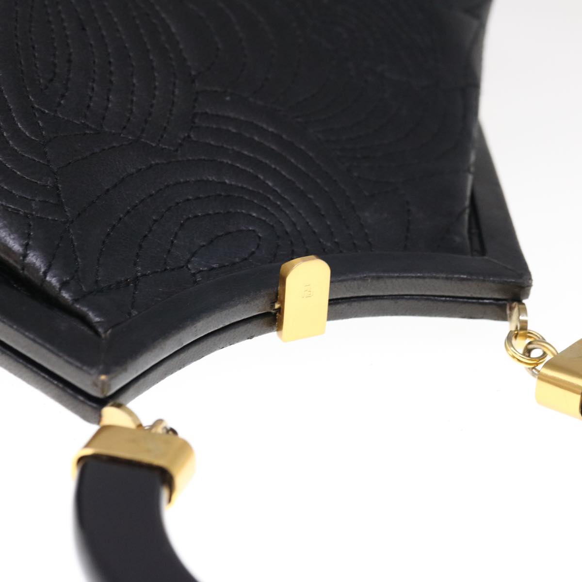 FENDI Hand Bag Leather Black 66172
