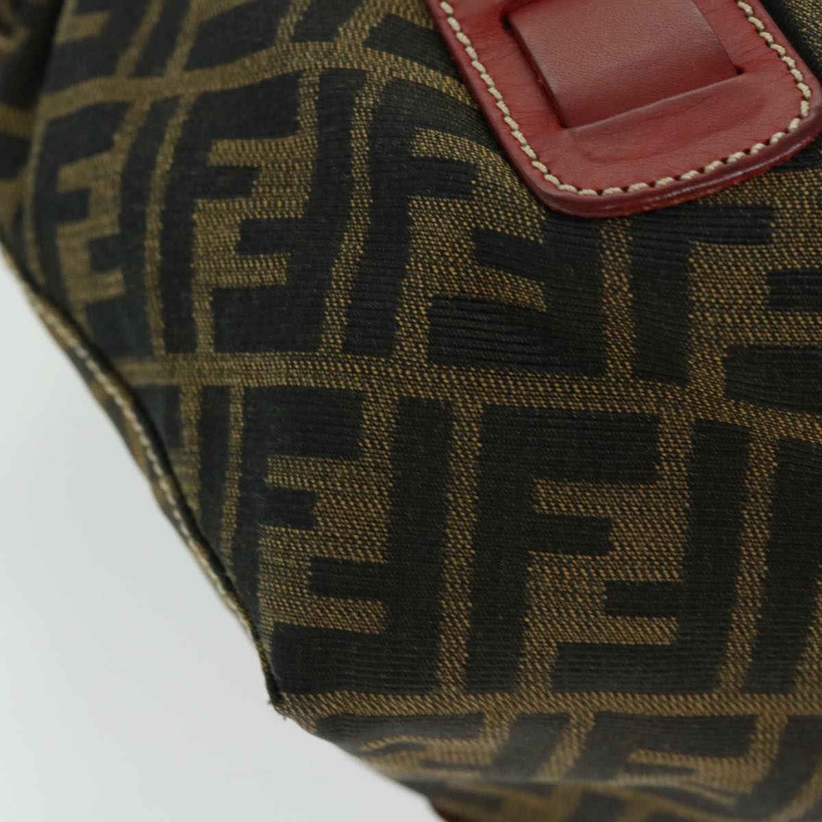 FENDI Zucca Canvas Hand Bag Brown Red 66308