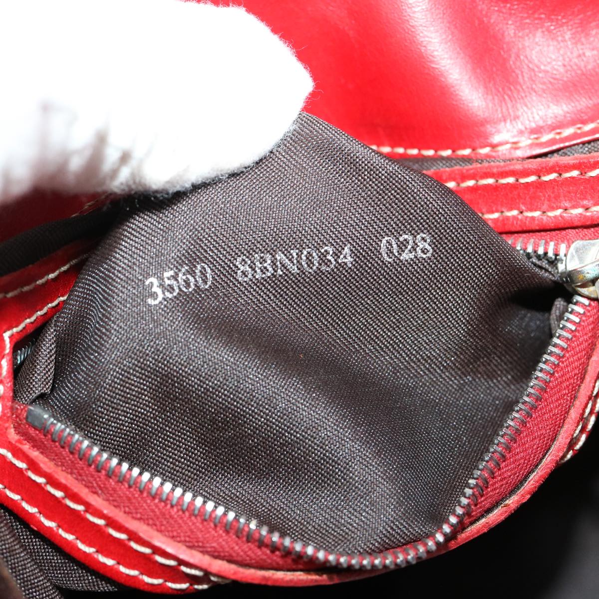 FENDI Zucca Canvas Hand Bag Brown Red 66308