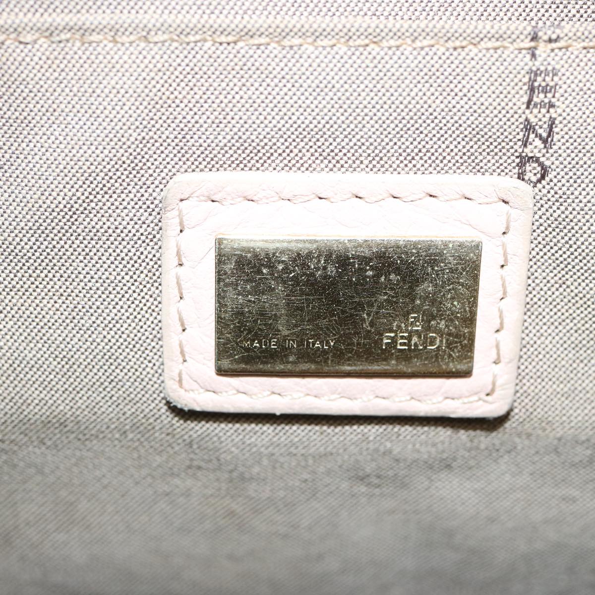FENDI Zucchino Canvas Shoulder Bag Beige Light Blue yellow 66310