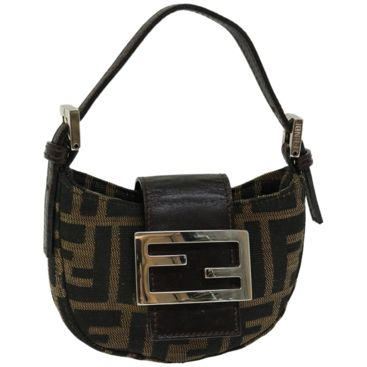 FENDI Zucca Canvas Mini Mamma Baguette Hand Bag Brown 66352A