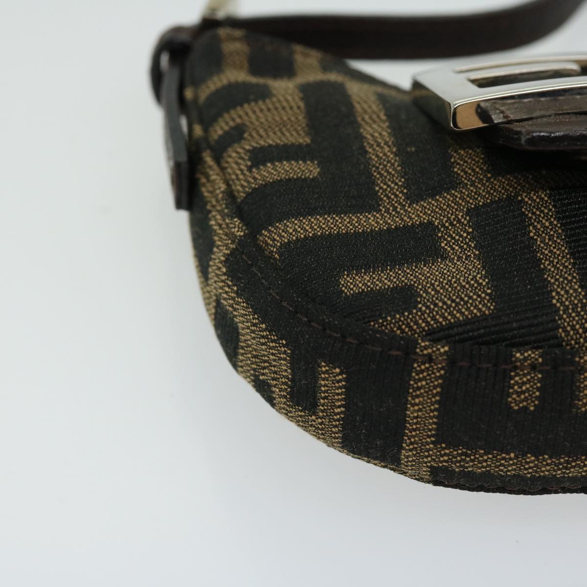 FENDI Zucca Canvas Mini Mamma Baguette Hand Bag Brown 66352A