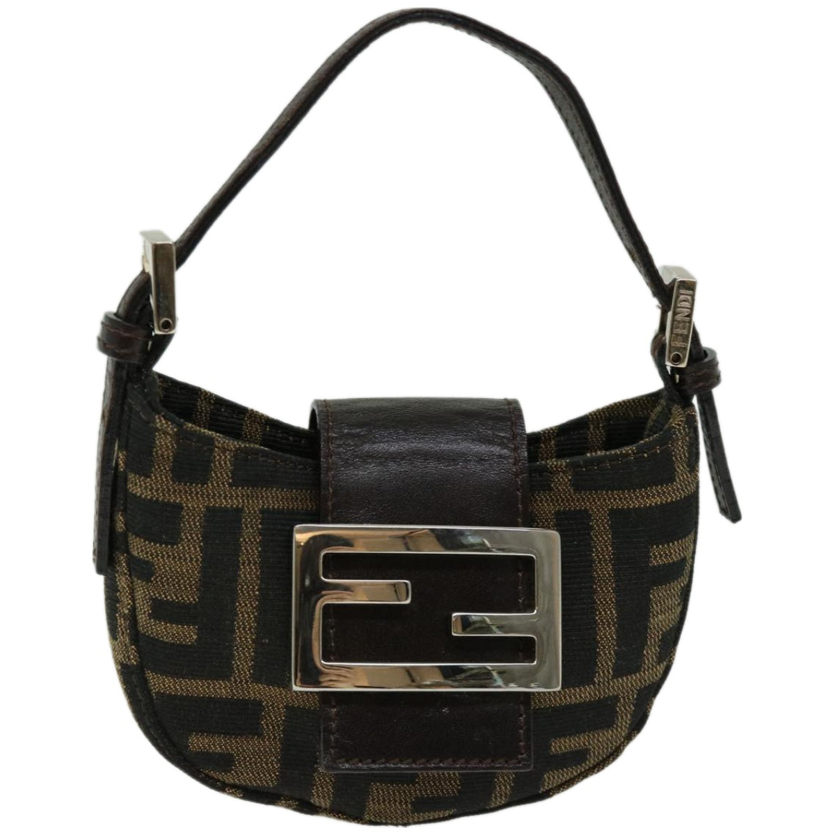 FENDI Zucca Canvas Mini Mamma Baguette Hand Bag Brown 66352A