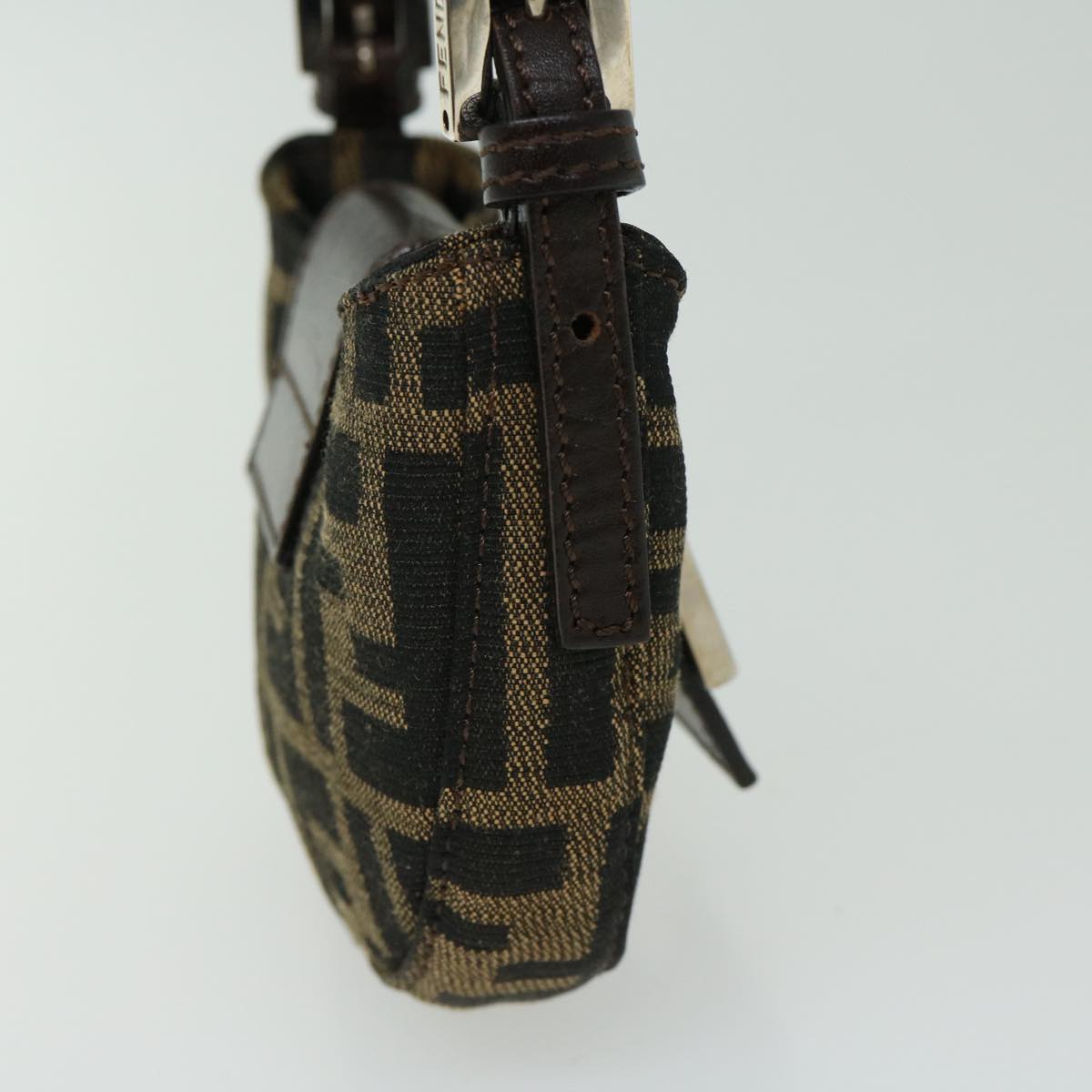FENDI Zucca Canvas Mini Mamma Baguette Hand Bag Brown 66352A