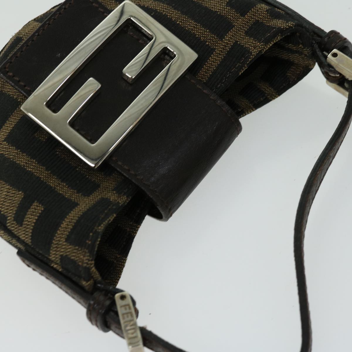 FENDI Zucca Canvas Mini Mamma Baguette Hand Bag Brown 66352A