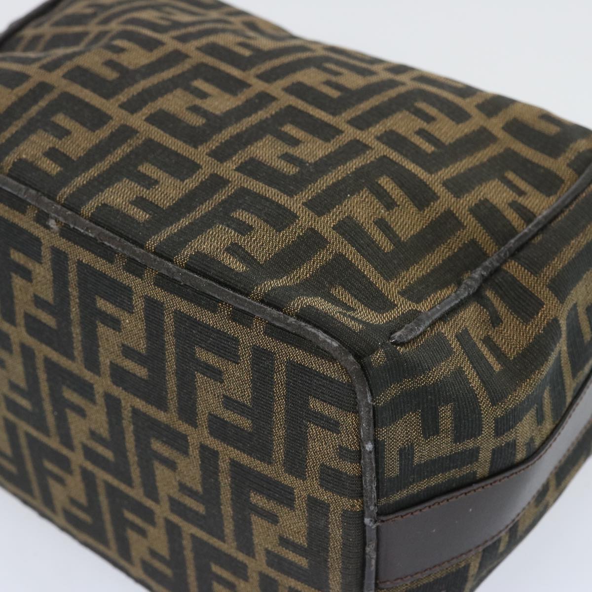 FENDI Zucca Canvas Vanity Hand Bag Black Brown 66392