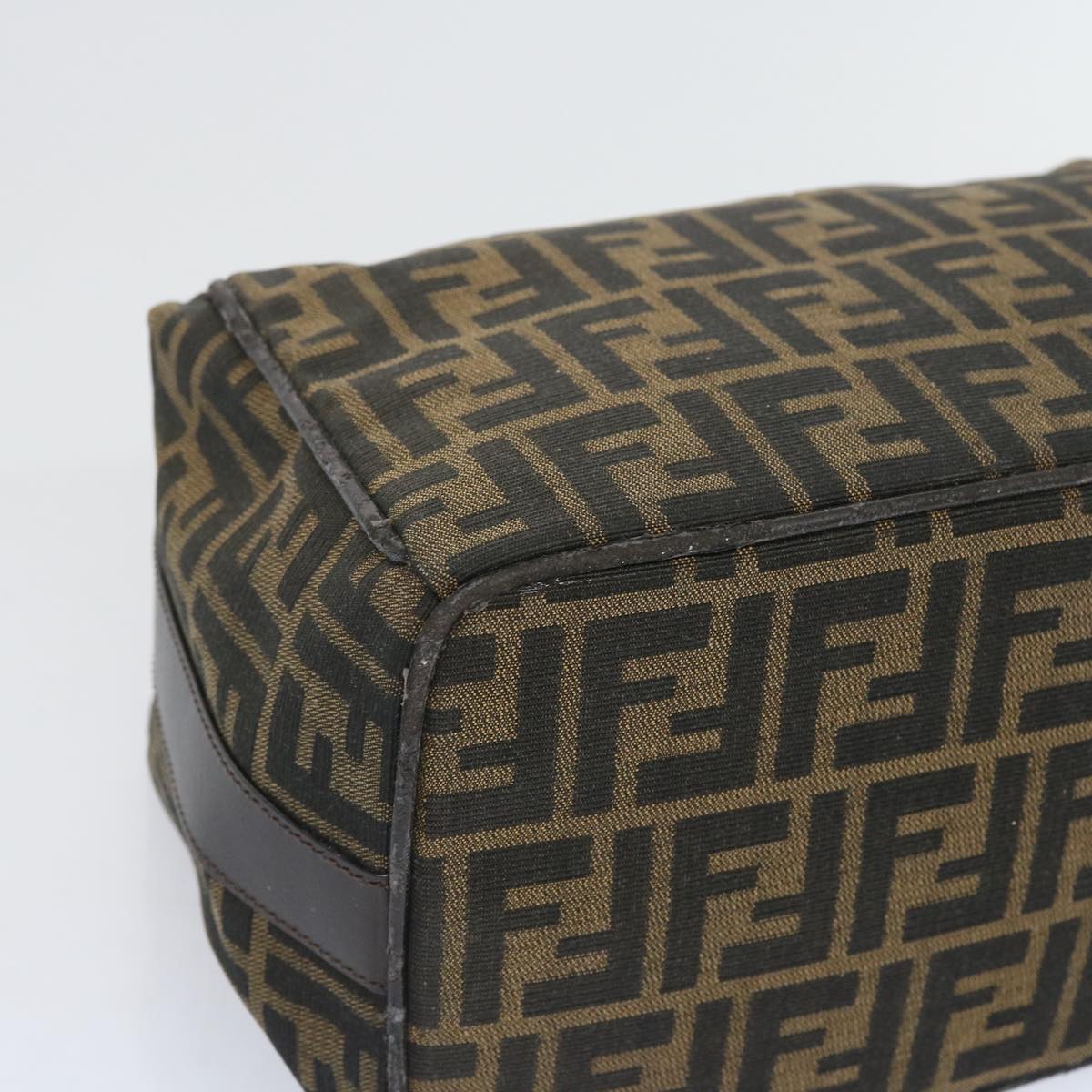FENDI Zucca Canvas Vanity Hand Bag Black Brown 66392