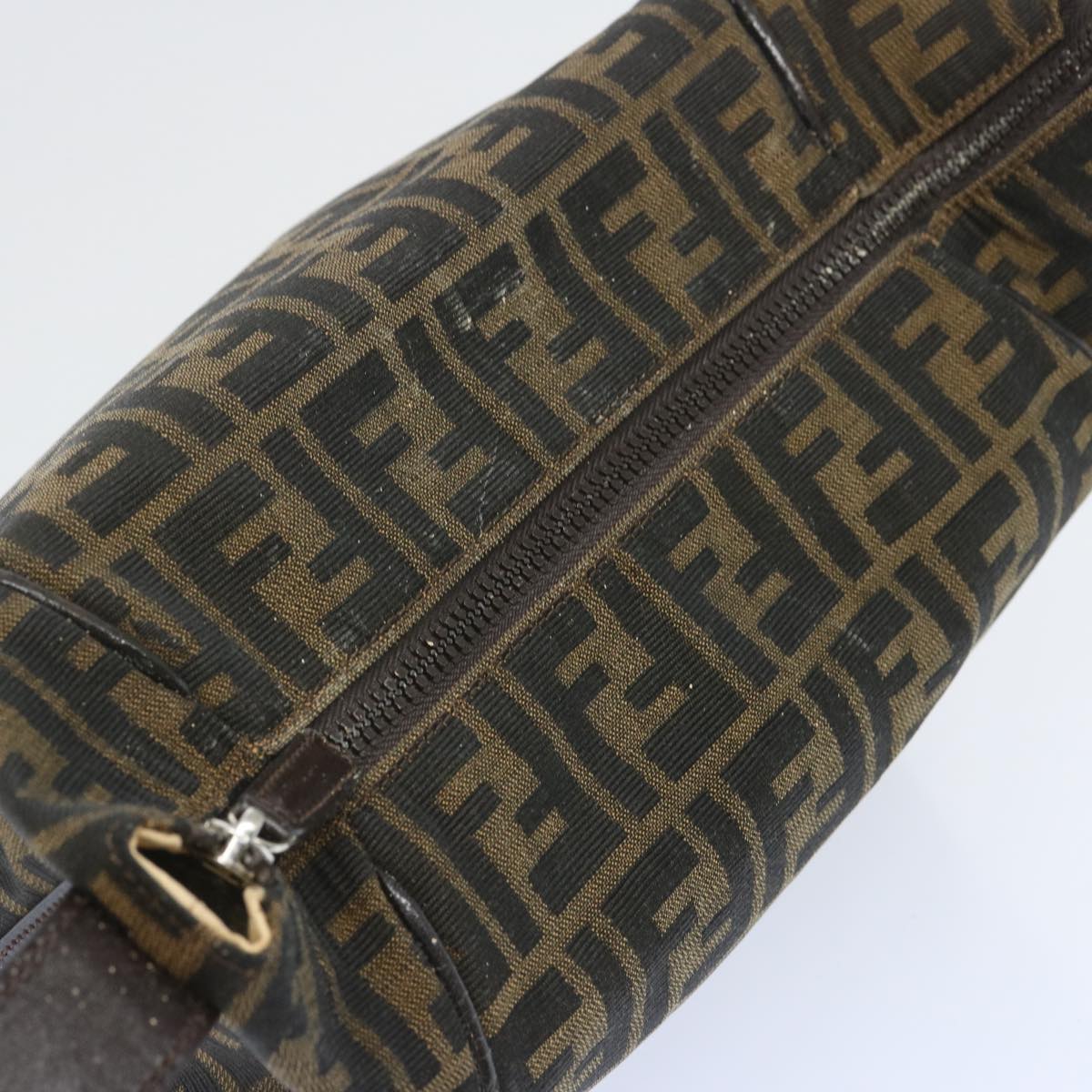 FENDI Zucca Canvas Vanity Hand Bag Black Brown 66392