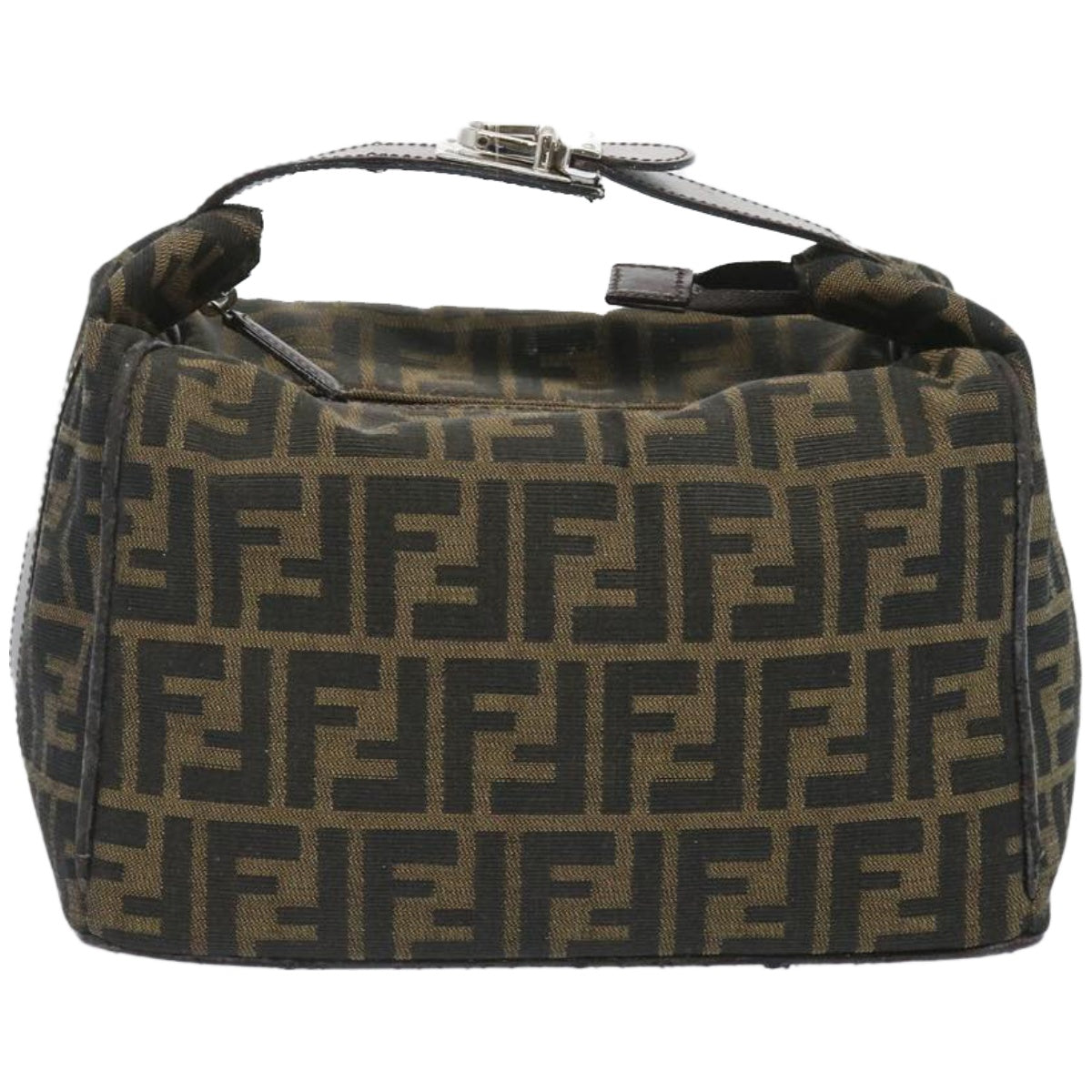 FENDI Zucca Canvas Vanity Hand Bag Black Brown 66392