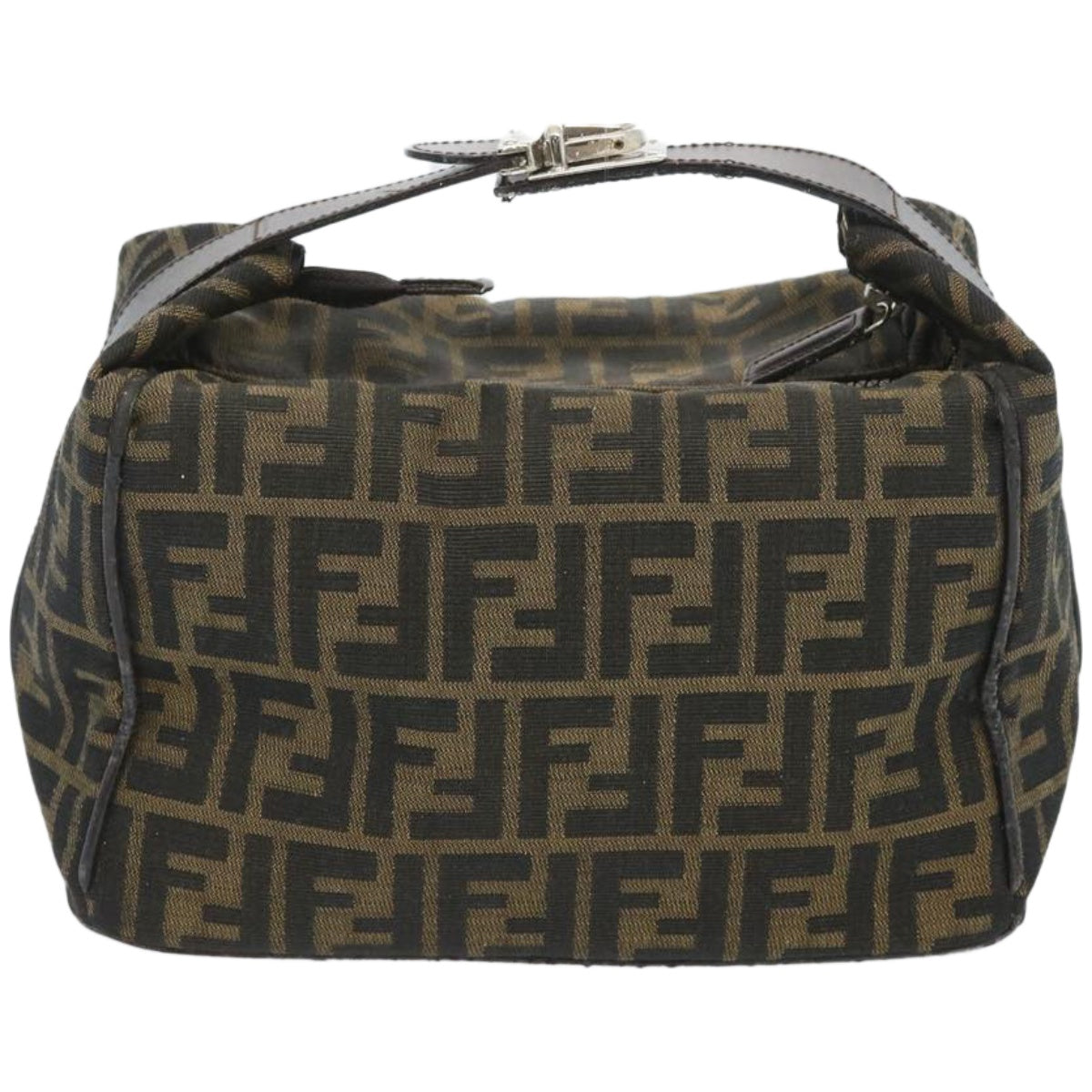 FENDI Zucca Canvas Vanity Hand Bag Black Brown 66392