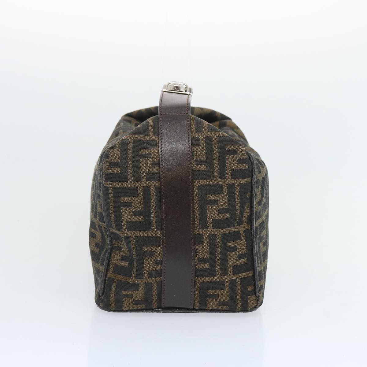 FENDI Zucca Canvas Vanity Hand Bag Black Brown 66392