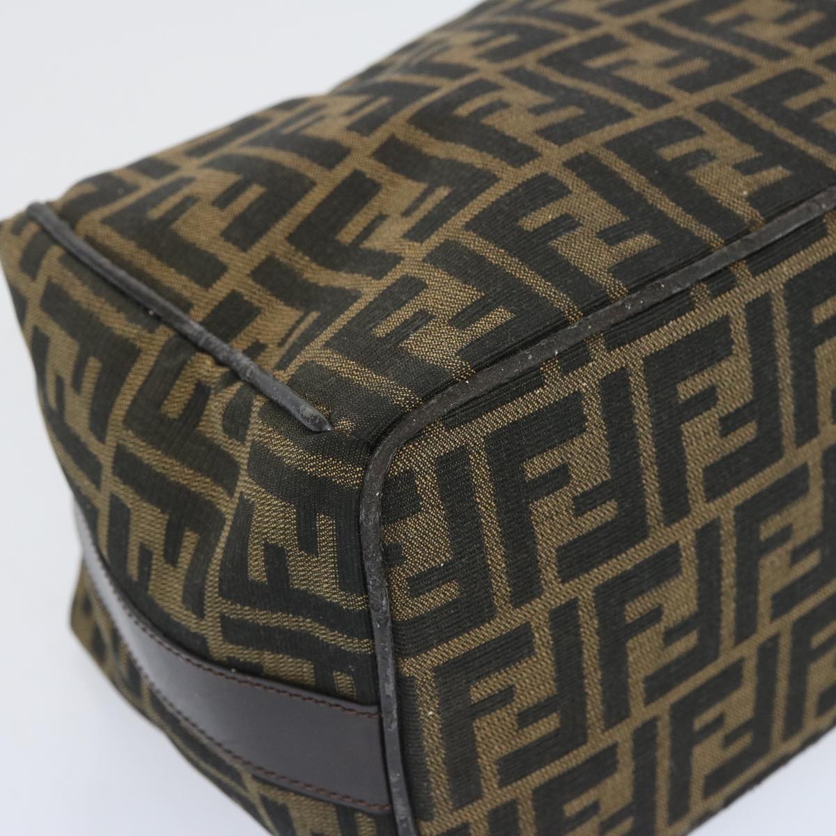 FENDI Zucca Canvas Vanity Hand Bag Black Brown 66392