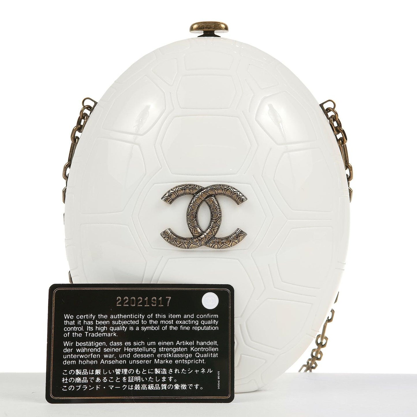 Chanel Cruise Collection Ivory Resin Turtle Shell Print Bag with strap