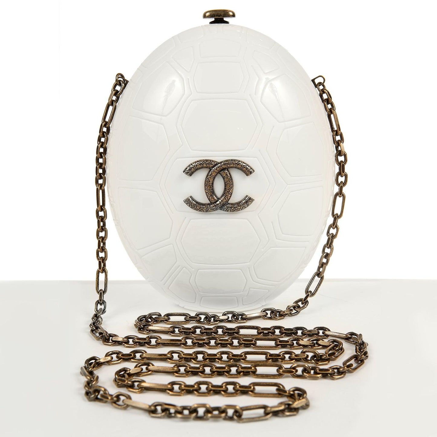 Chanel Cruise Collection Ivory Resin Turtle Shell Print Bag with strap