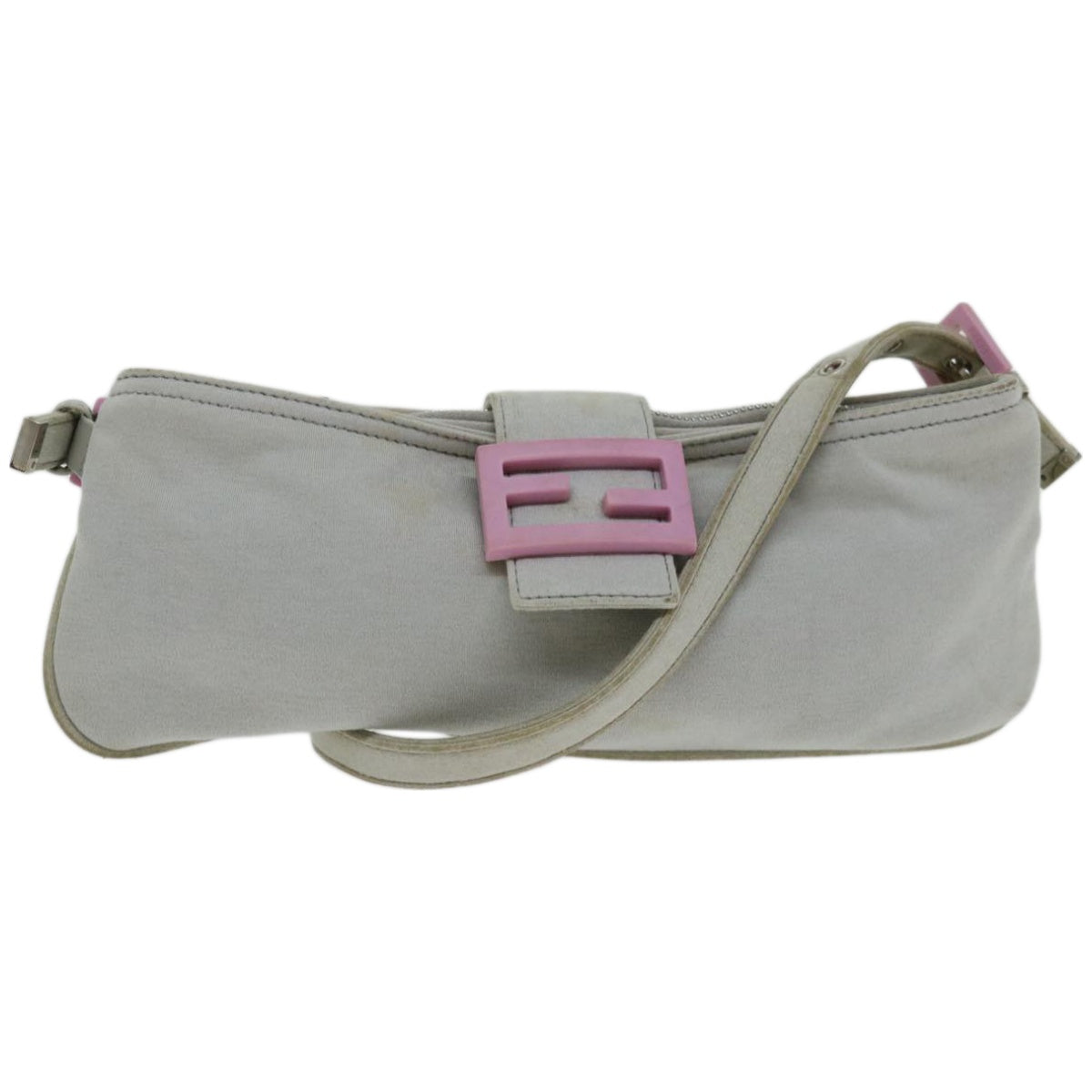 FENDI Mamma Baguette Shoulder Bag Nylon Gray 66503
