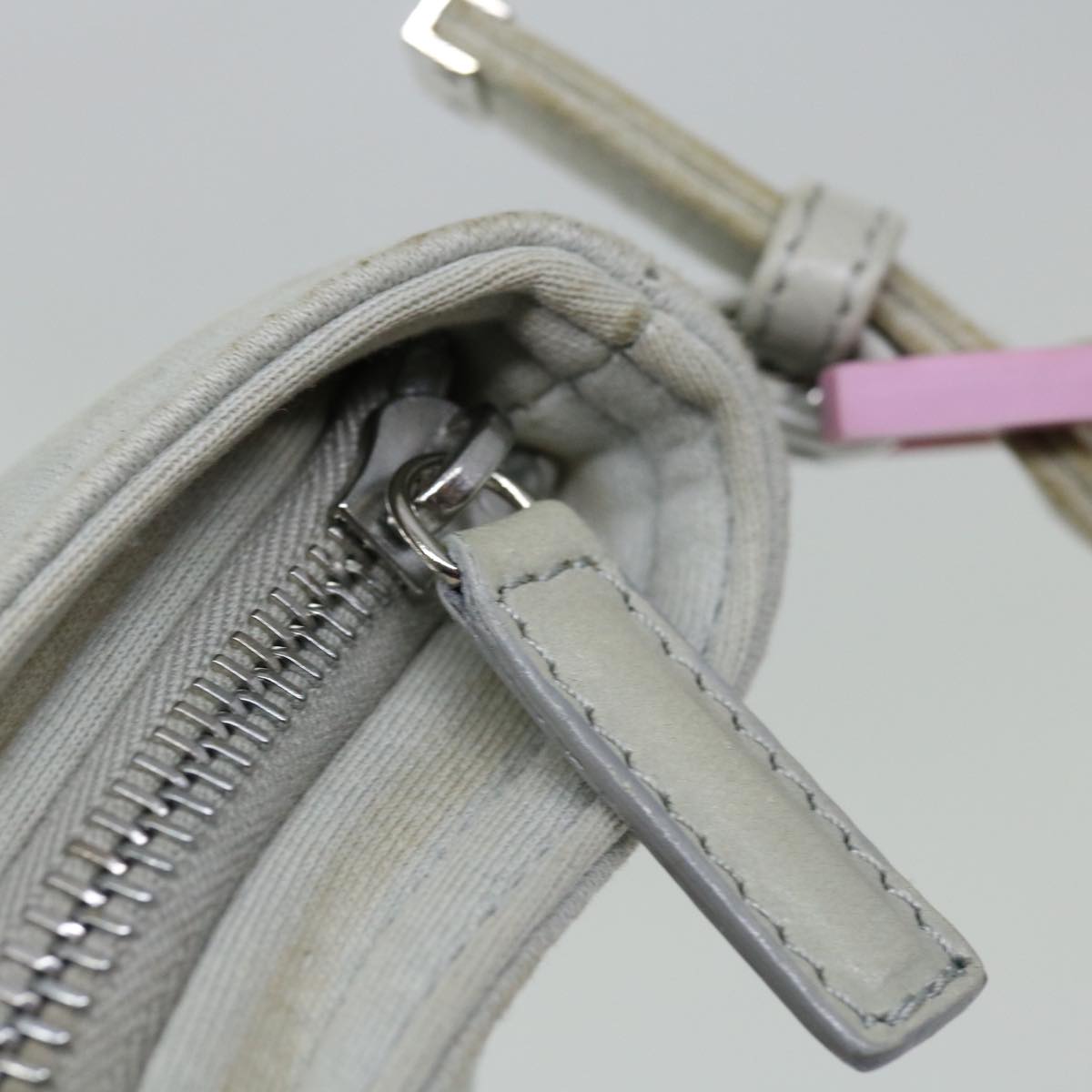 FENDI Mamma Baguette Shoulder Bag Nylon Gray 66503