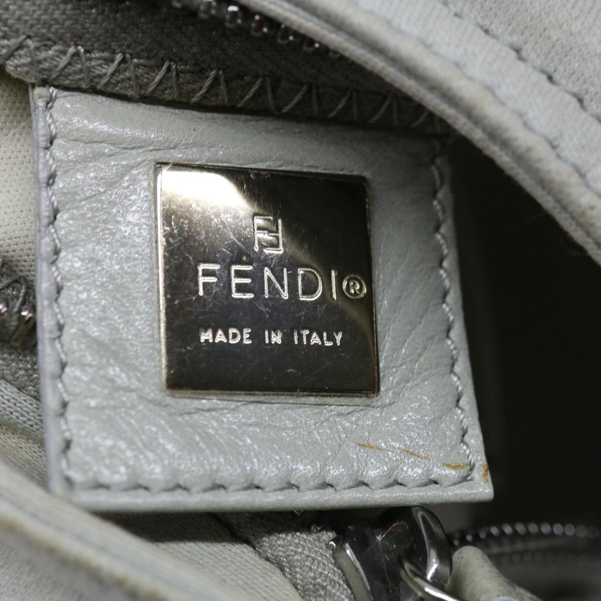FENDI Mamma Baguette Shoulder Bag Nylon Gray 66503