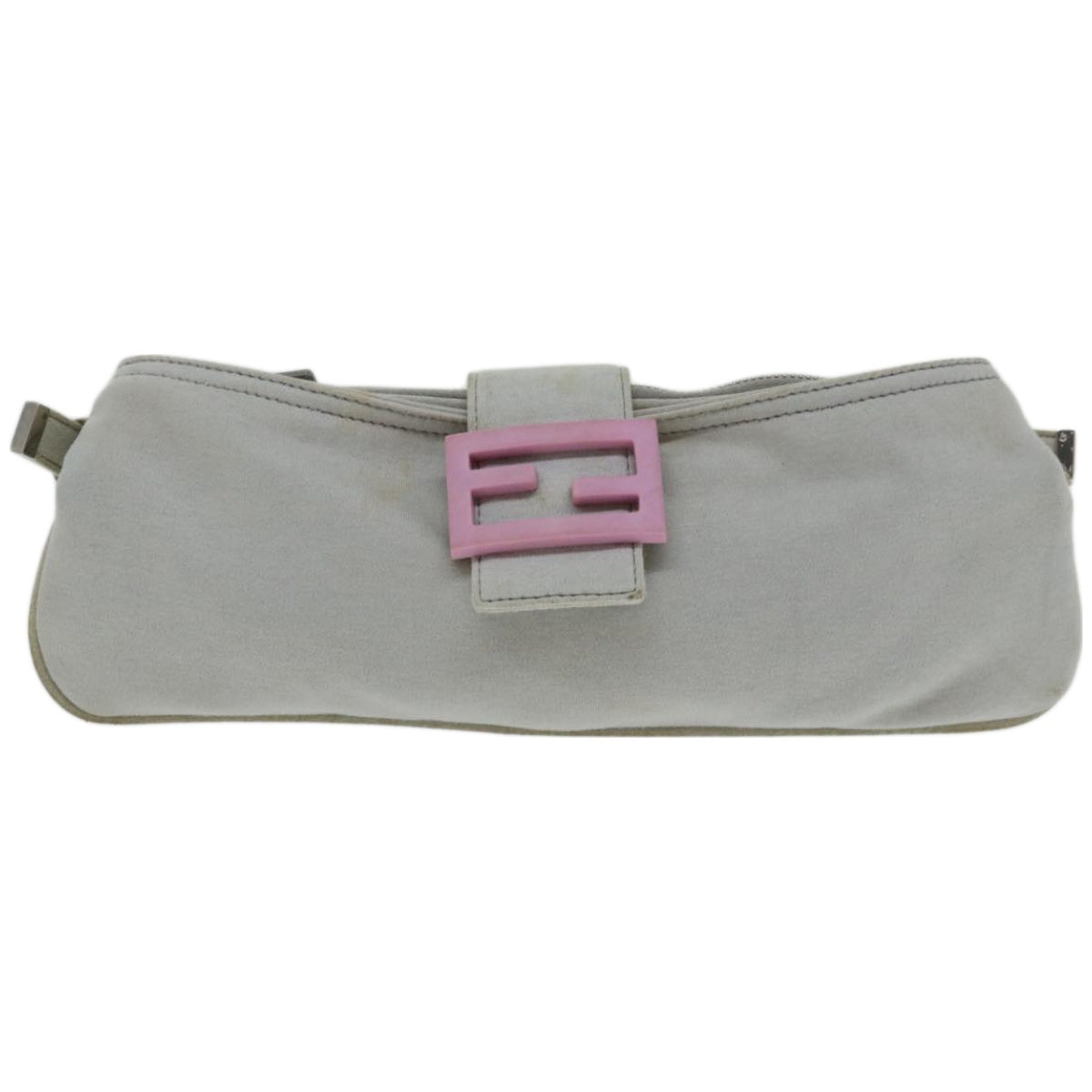 FENDI Mamma Baguette Shoulder Bag Nylon Gray 66503