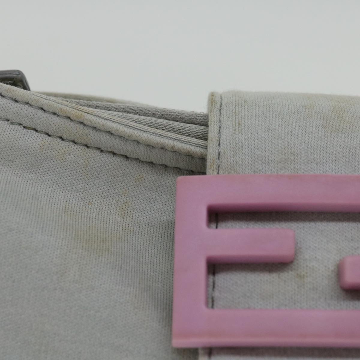 FENDI Mamma Baguette Shoulder Bag Nylon Gray 66503