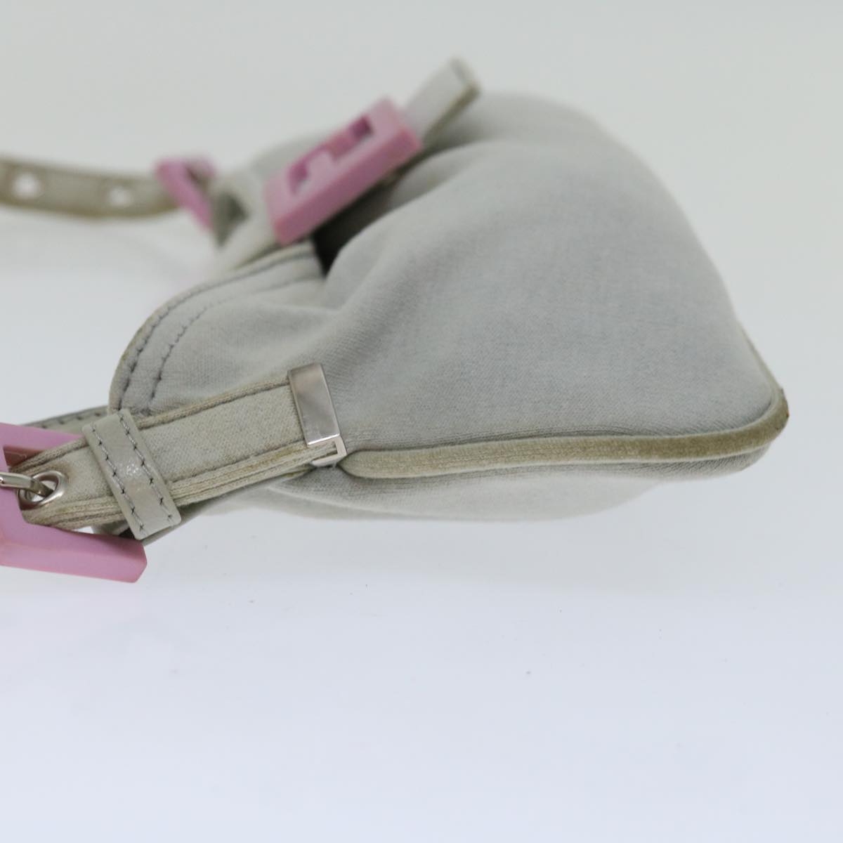 FENDI Mamma Baguette Shoulder Bag Nylon Gray 66503