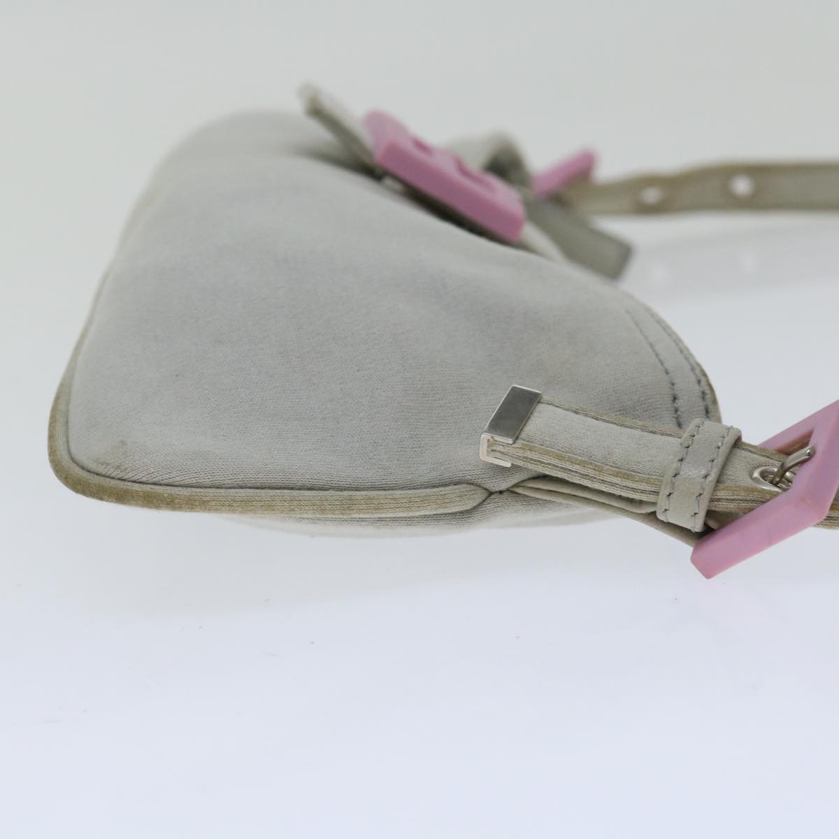 FENDI Mamma Baguette Shoulder Bag Nylon Gray 66503