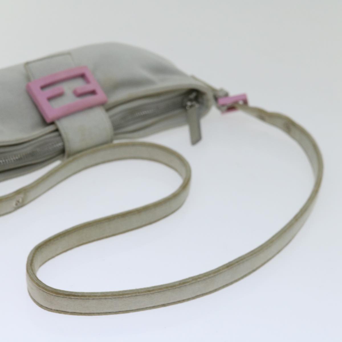 FENDI Mamma Baguette Shoulder Bag Nylon Gray 66503
